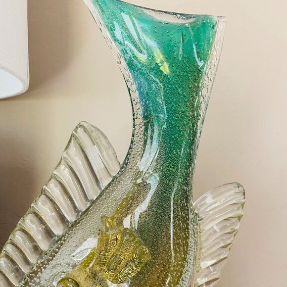 Vintage Murano Alfredo Barbini Bollicine Art Glass Koi Fish Sculpture 16" Tall G - Picture 3 of 8